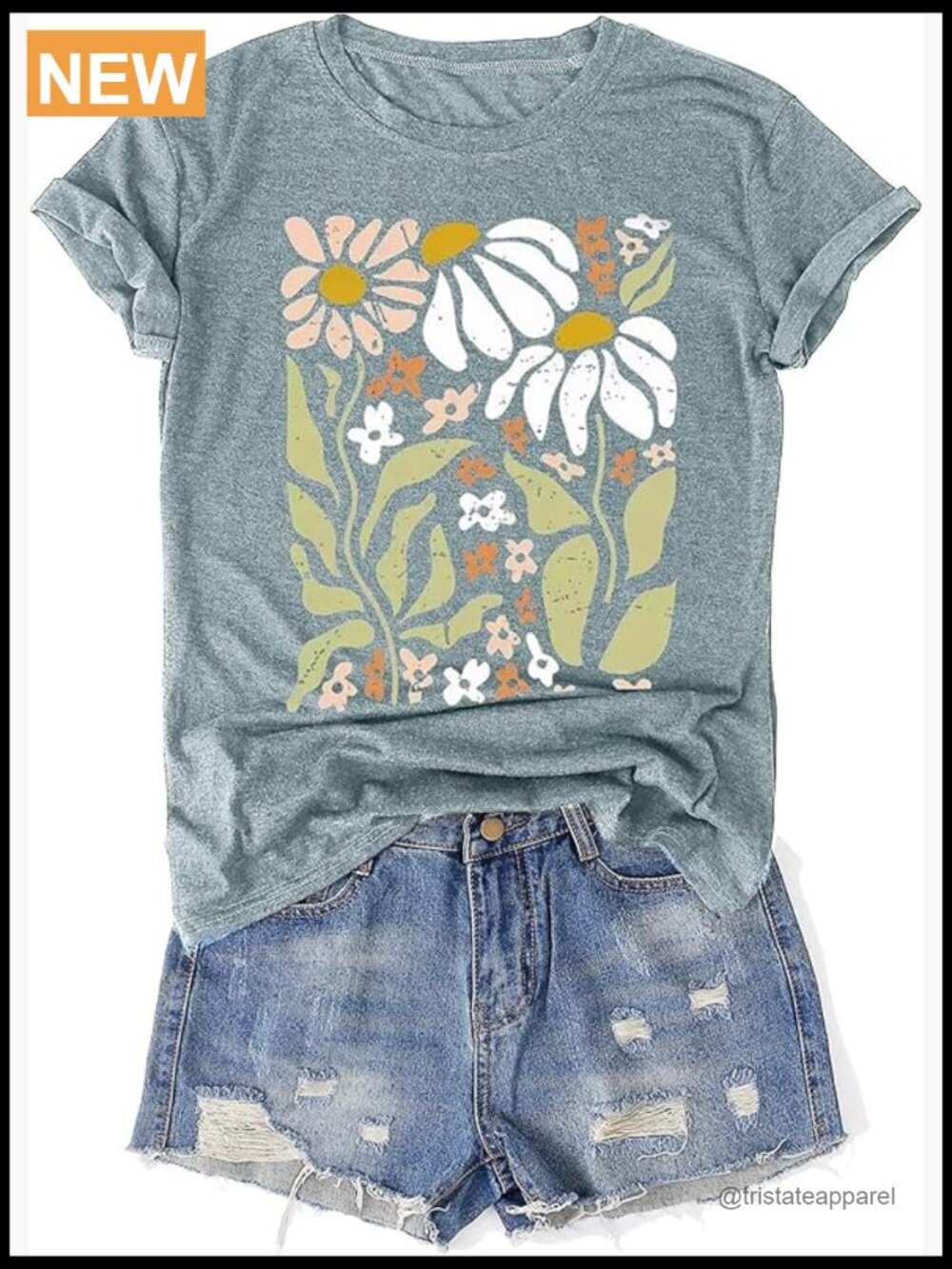 Vintage Floral Boho Graphic T-Shirt Loose Fit Short Sleeve Casual